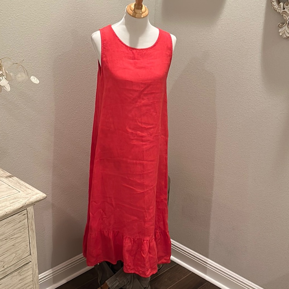 Red linen Maxi Dress